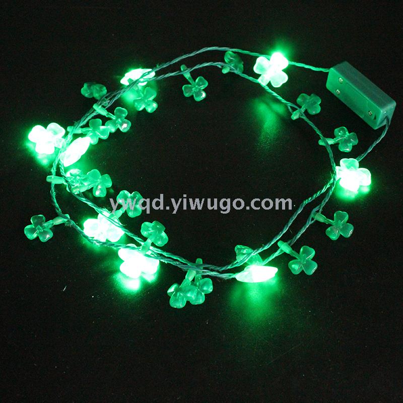 ZD Factory Direct Sales Foreign Trade Popular Style Luminous Led Clover Necklace Halloween Christmas Party Supplies
