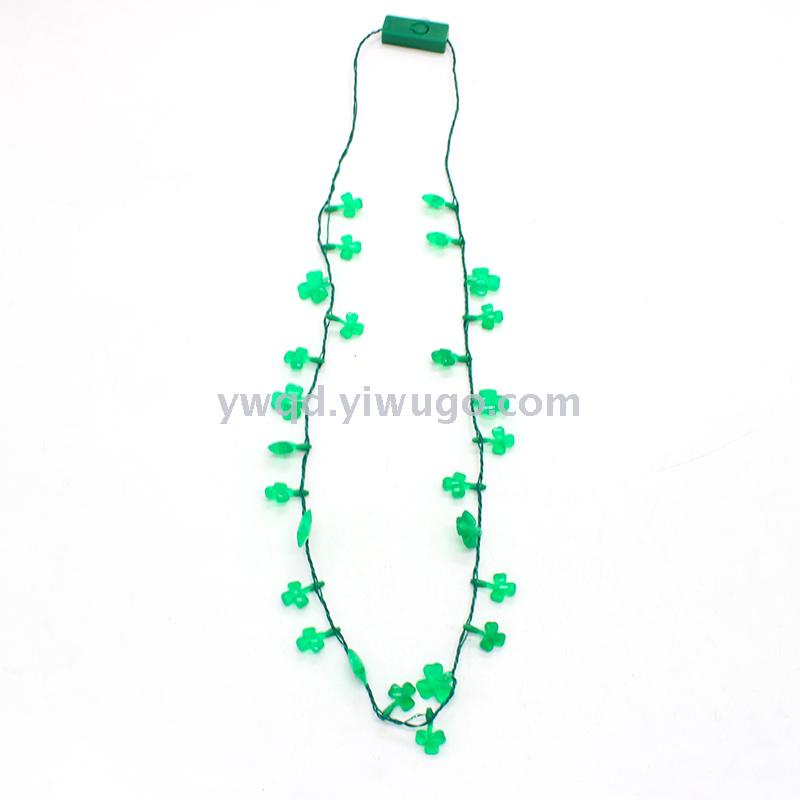 ZD Factory Direct Sales Foreign Trade Popular Style Luminous Led Clover Necklace Halloween Christmas Party Supplies