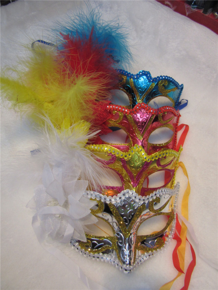 [factory direct sales] three root hair root hair paste cloth embroidery butterfly dance Mask Halloween party supplies