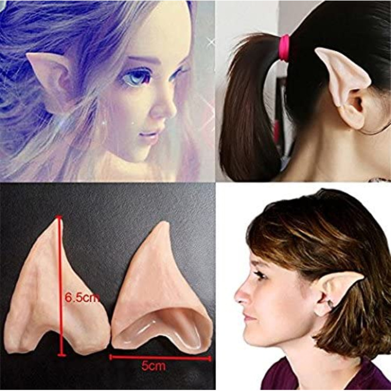 Halloween Elf Half Ear Supplies Dress up Props Fake Pointed Ear Latex Vinyl Fairy