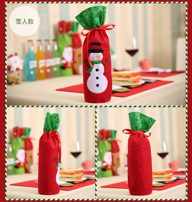 New Christmas Supplies Christmas Sequins Embroidered Wine Bottle Bag Santa Claus Wine Bag
