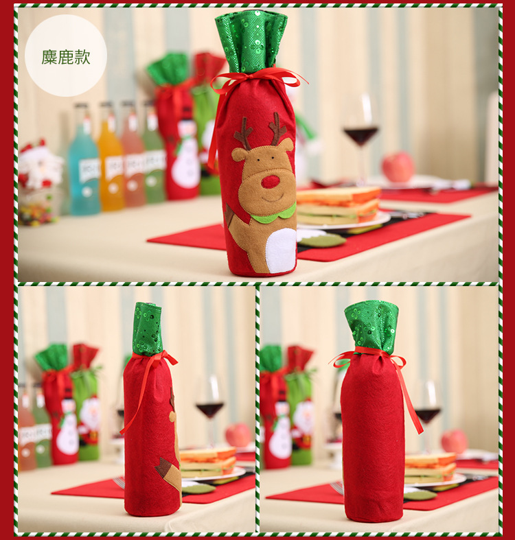 New Christmas Supplies Christmas Sequins Embroidered Wine Bottle Bag Santa Claus Wine Bag
