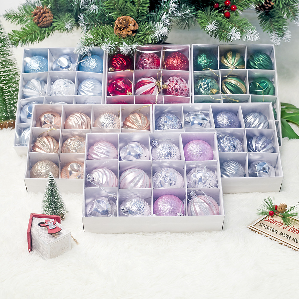 Christmas Tree hot style pendent Christmas Supplies Presents Decorated Balls 6CM12 Boxed PVC Christmas display balls