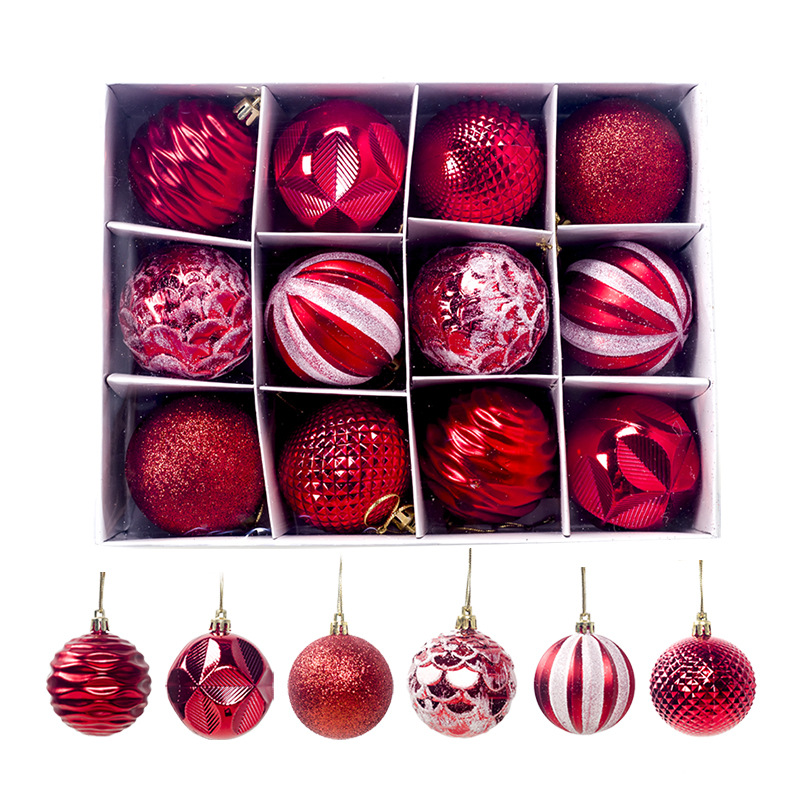 Christmas Tree hot style pendent Christmas Supplies Presents Decorated Balls 6CM12 Boxed PVC Christmas display balls