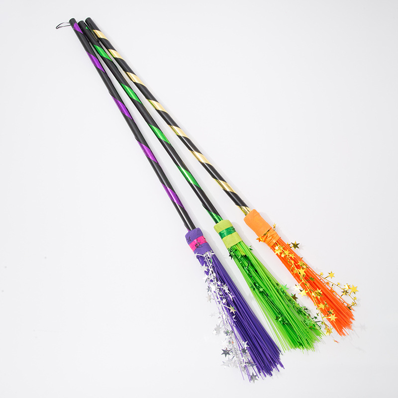 Halloween children witch stripes broomstick C short Halloween PT supplies wholesale Christmas supplies can be customized