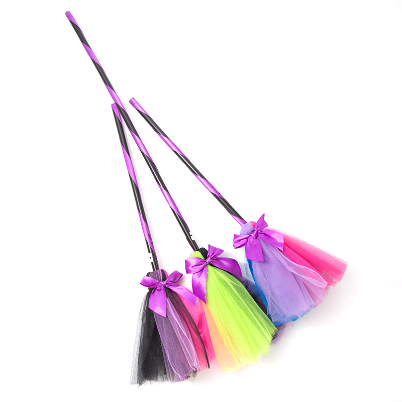Halloween children witch stripes broomstick C short Halloween PT supplies wholesale Christmas supplies can be customized