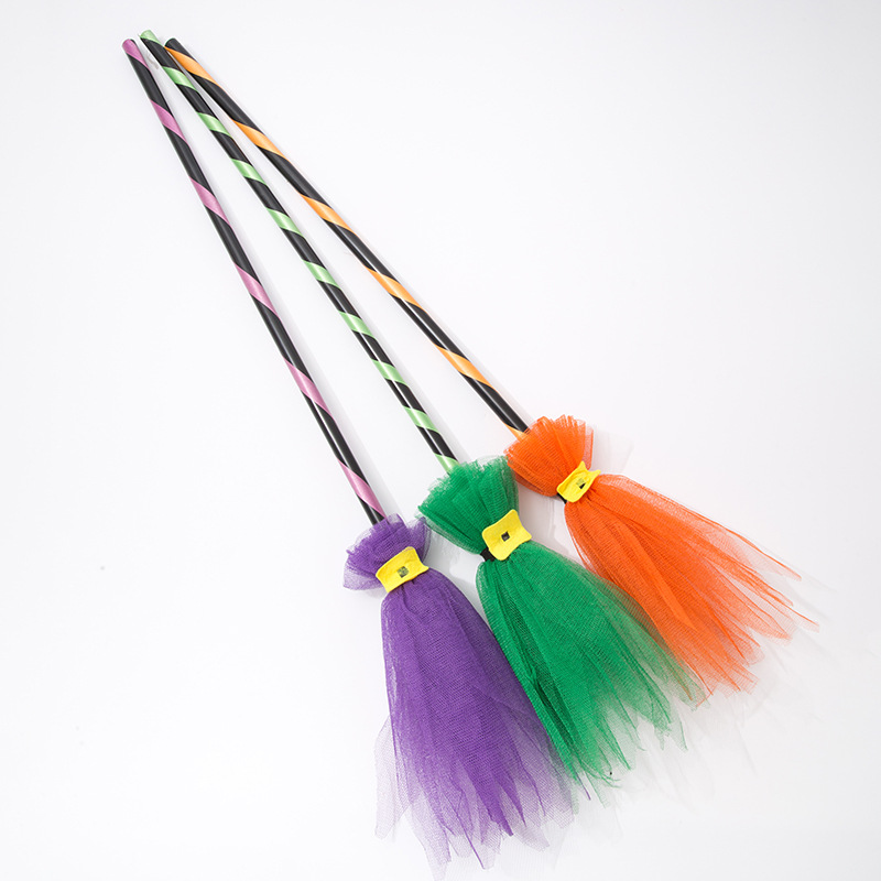 Halloween children witch stripes broomstick C short Halloween PT supplies wholesale Christmas supplies can be customized