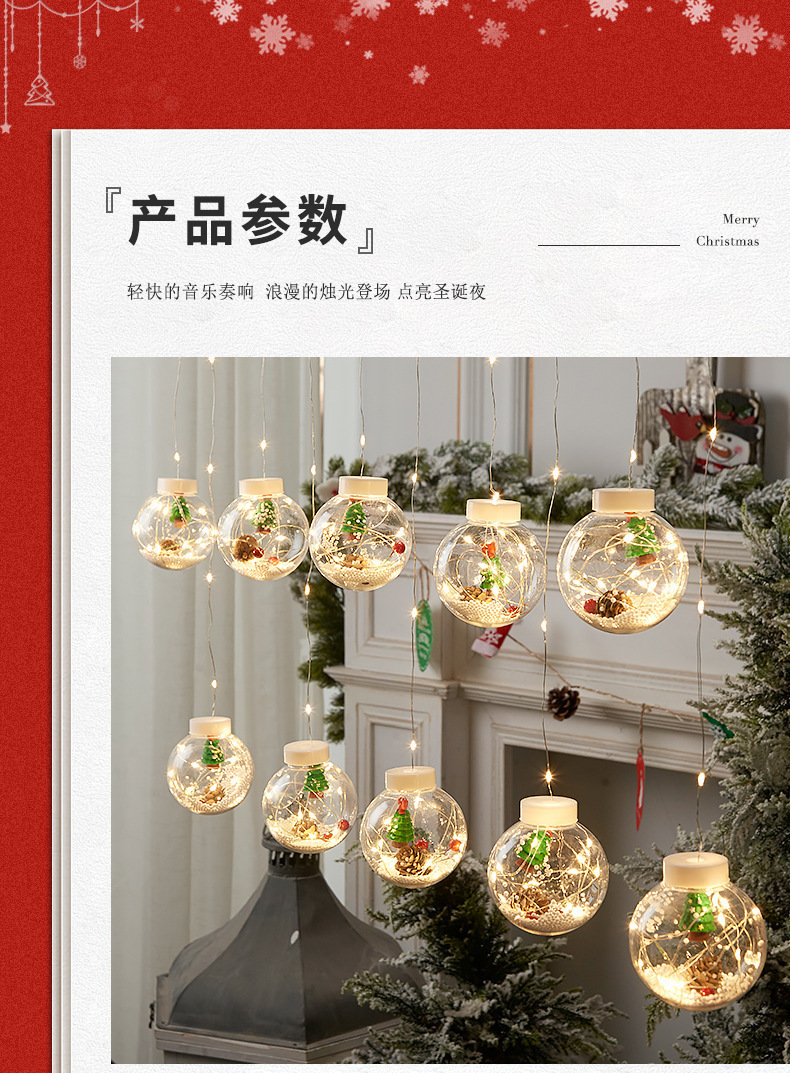 Led Wish Orbs Curtain Light Santa Claus Snowman Christmas Tree Window Festival Decoration Copper Wire Lamp Ball Lighting Chain