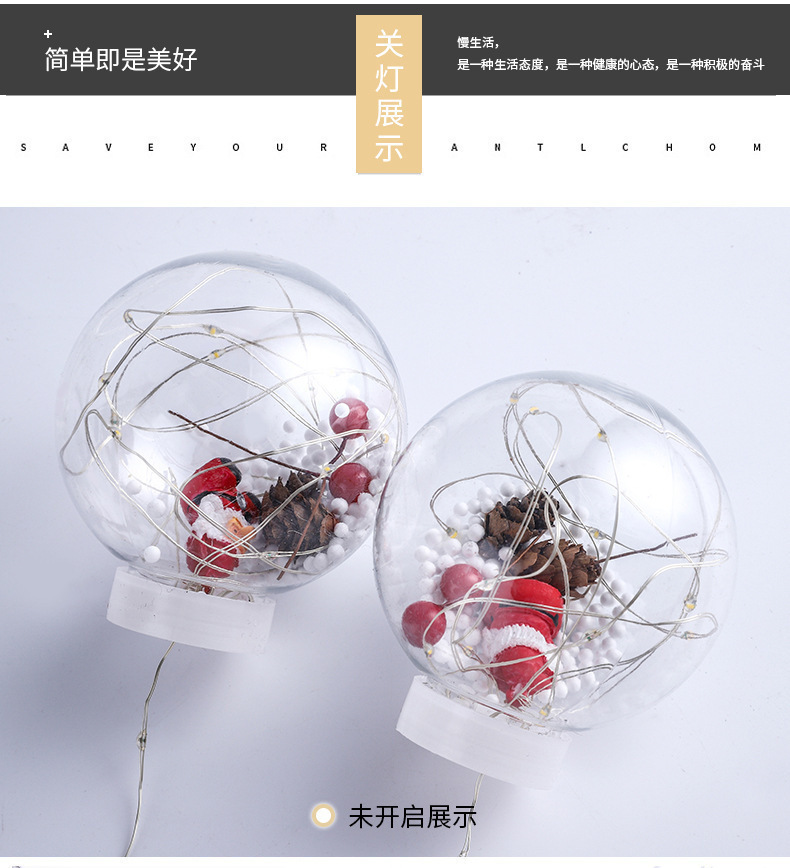 Led Wish Orbs Curtain Light Santa Claus Snowman Christmas Tree Window Festival Decoration Copper Wire Lamp Ball Lighting Chain