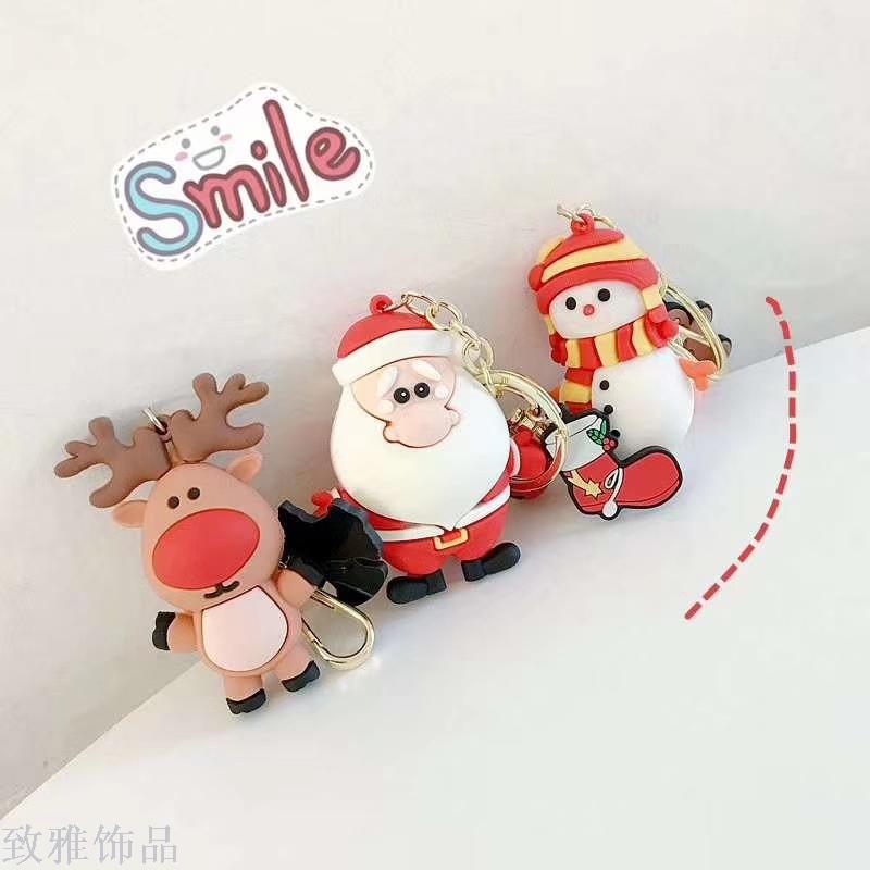 Christmas series PVC key chain Santa Claus Christmas tree Snowman bag Pendant