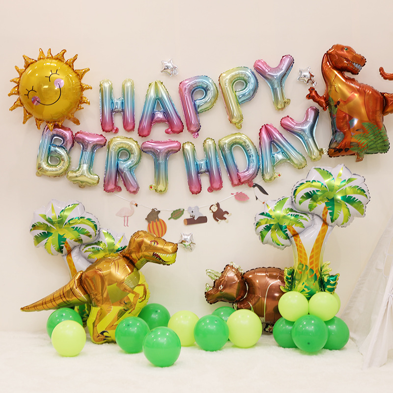 Children&#039;s Birthday Theme Party Combination Cartoon Aluminum Film Package Happy Kindergarten Stage Decoration Background Balloon