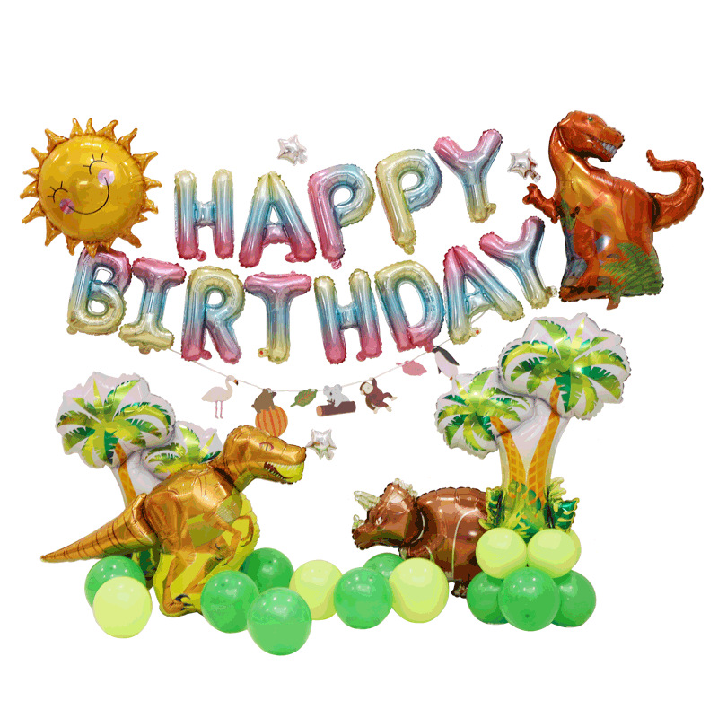 Children&#039;s Birthday Theme Party Combination Cartoon Aluminum Film Package Happy Kindergarten Stage Decoration Background Balloon