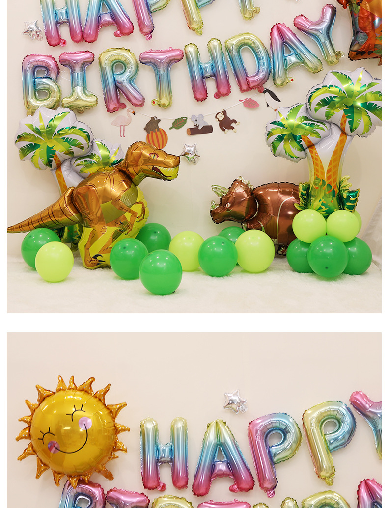 Children's Birthday Theme Party Combination Cartoon Aluminum Film Package Happy Kindergarten Stage Decoration Background Balloon