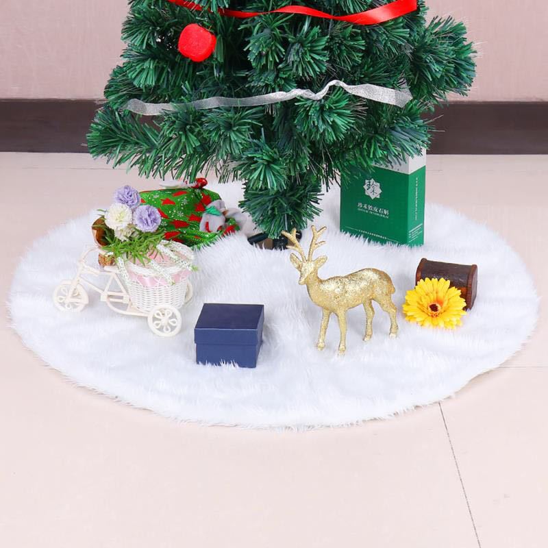 Christmas tree skirts Pure white long hair Christmas tree Hotel shopping mall home presents Christmas tree feet