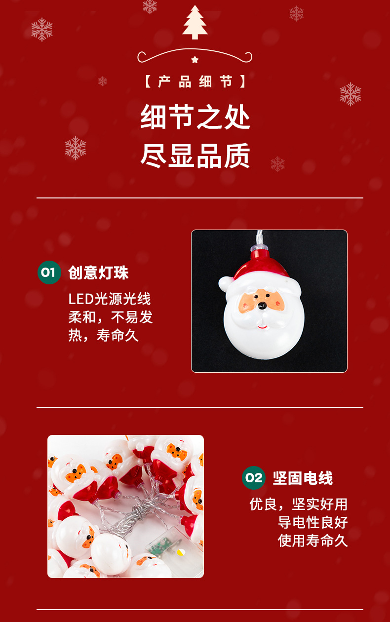 New Blow Molding Painted Christmas Holiday Decoration LED Lighting Chain Indoor Layout Santa Claus Copper Wire Lamp