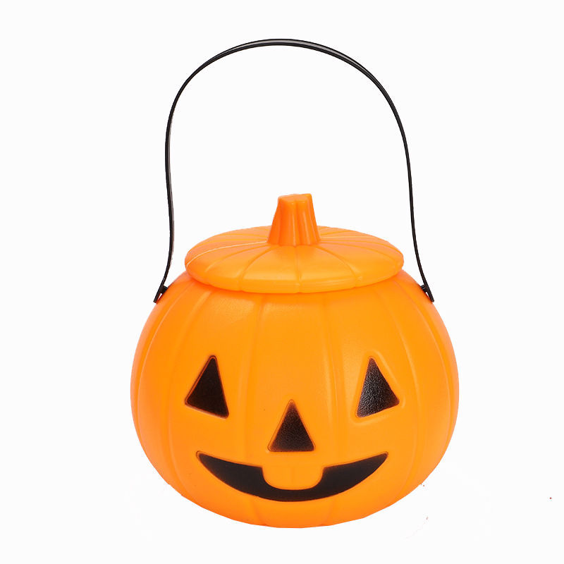 Halloween Pumpkin Lantern Portable Self-Produced Decoration Festive Supplies Halloween Props Playing Plastic Children Pumpkin Lantern