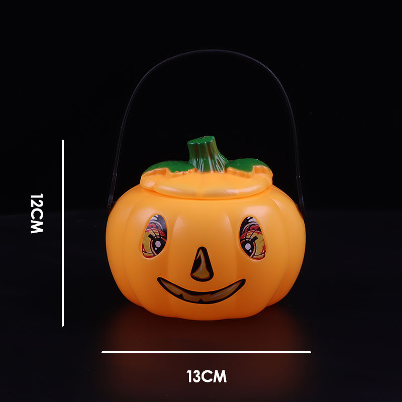 Halloween Pumpkin Lantern Portable Self-Produced Decoration Festive Supplies Halloween Props Playing Plastic Children Pumpkin Lantern
