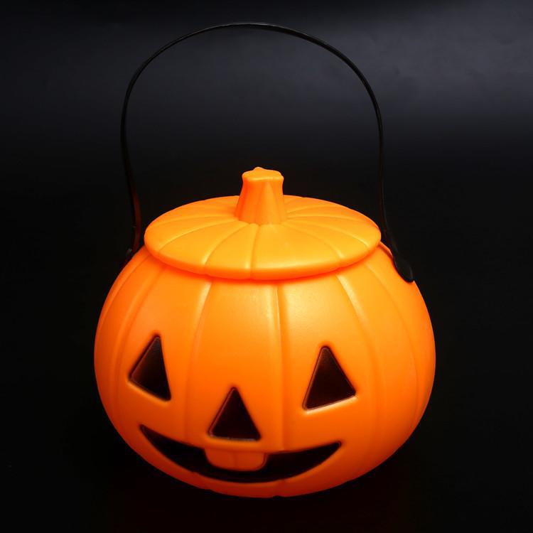 Halloween Pumpkin Lantern Portable Self-Produced Decoration Festive Supplies Halloween Props Playing Plastic Children Pumpkin Lantern