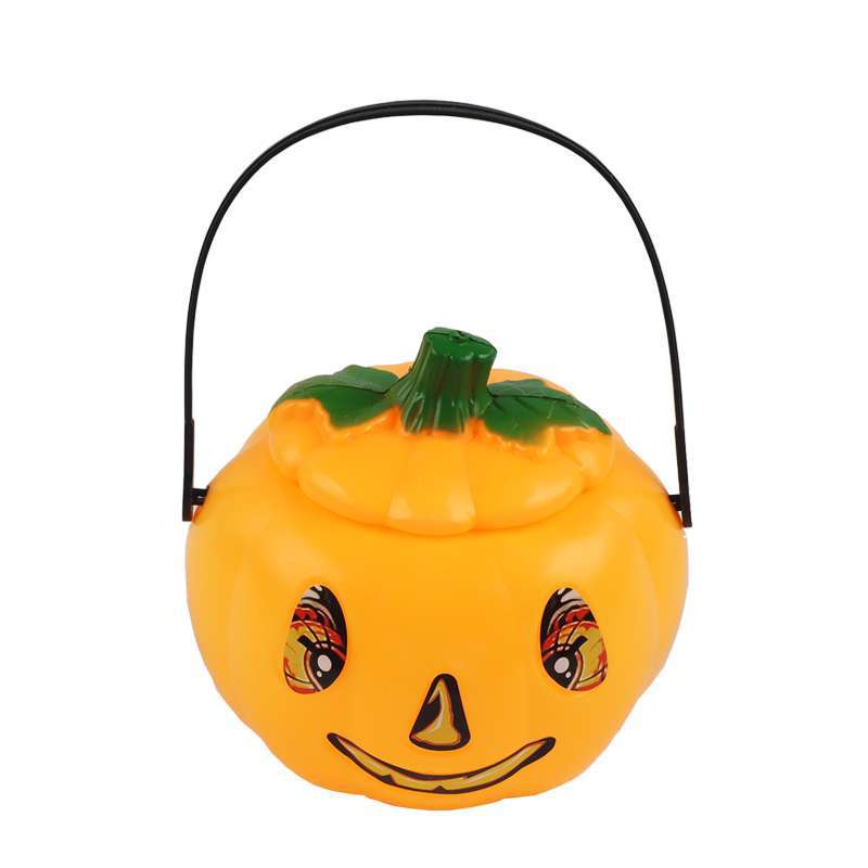 Halloween Pumpkin Lantern Portable Self-Produced Decoration Festive Supplies Halloween Props Playing Plastic Children Pumpkin Lantern