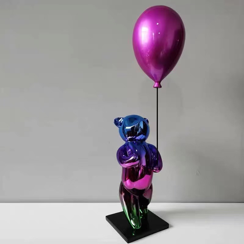 Modern Model Room Little Bear Balloon Sculptured Ornaments Cartoon Character Bubble Blowing Ball Portrait Children&#039;s Room Ornament Furnishing