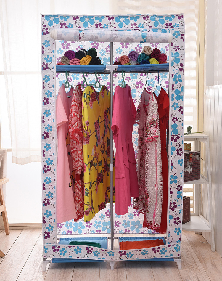A simple wardrobe manufacturers wholesale non-woven trumpet steel folding wardrobe A simple wardrobe manufacturers wholesale non-woven trumpet steel folding wardrobe