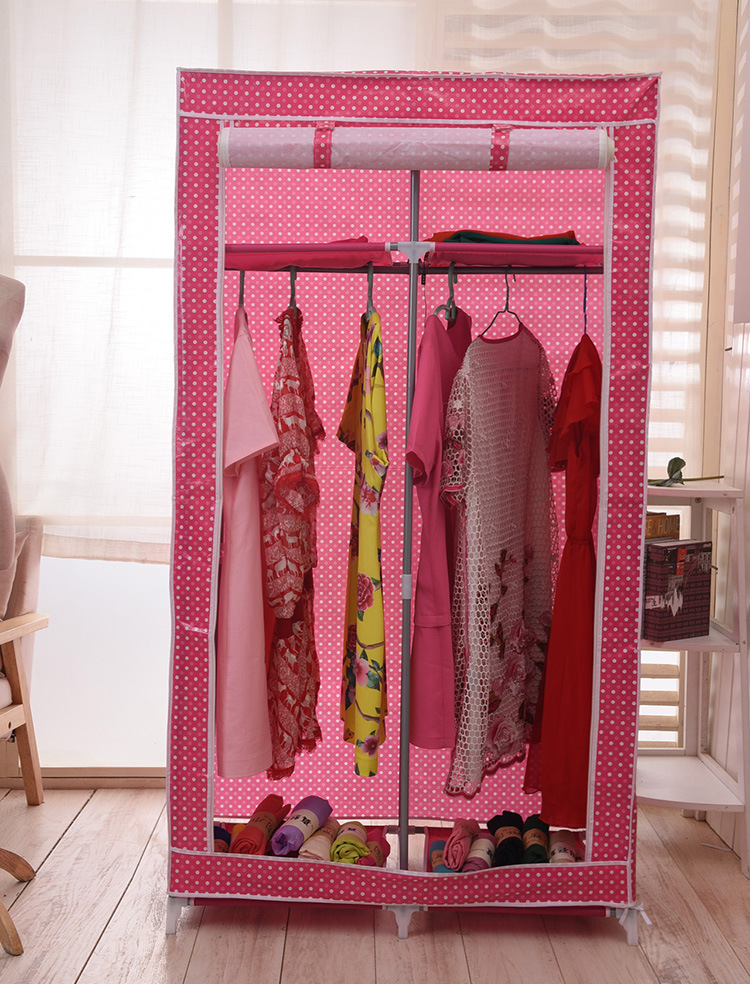 A simple wardrobe manufacturers wholesale non-woven trumpet steel folding wardrobe A simple wardrobe manufacturers wholesale non-woven trumpet steel folding wardrobe