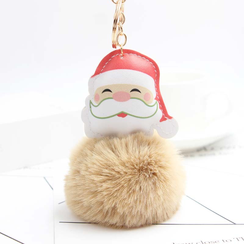 Koorol Cartoon Santa Claus Plush Pendant Santa Claus Fur Ball Keychain Cellphone Car Bag Ornaments