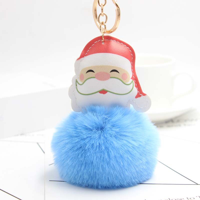 Koorol Cartoon Santa Claus Plush Pendant Santa Claus Fur Ball Keychain Cellphone Car Bag Ornaments
