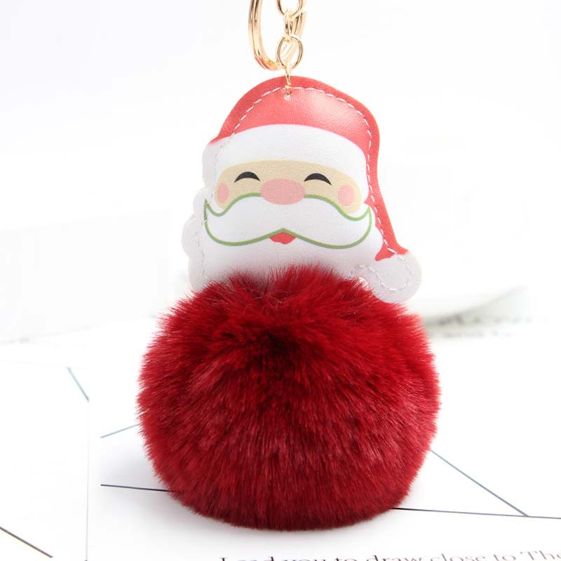 Koorol Cartoon Santa Claus Plush Pendant Santa Claus Fur Ball Keychain Cellphone Car Bag Ornaments