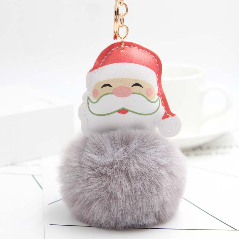 Koorol Cartoon Santa Claus Plush Pendant Santa Claus Fur Ball Keychain Cellphone Car Bag Ornaments