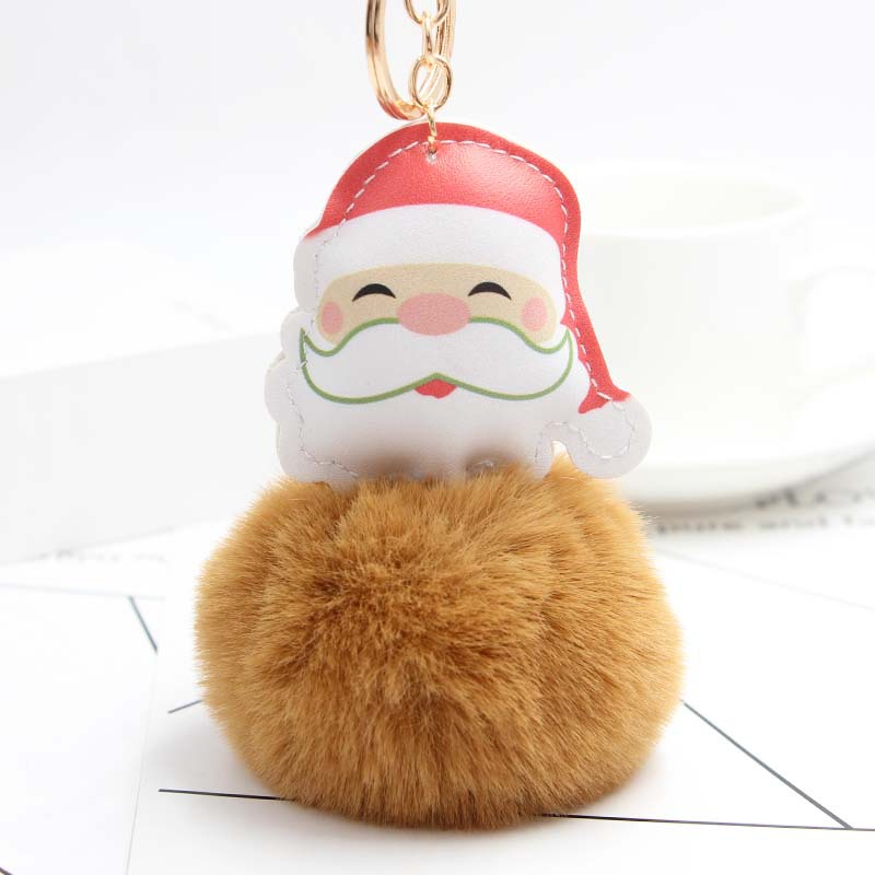 Koorol Cartoon Santa Claus Plush Pendant Santa Claus Fur Ball Keychain Cellphone Car Bag Ornaments