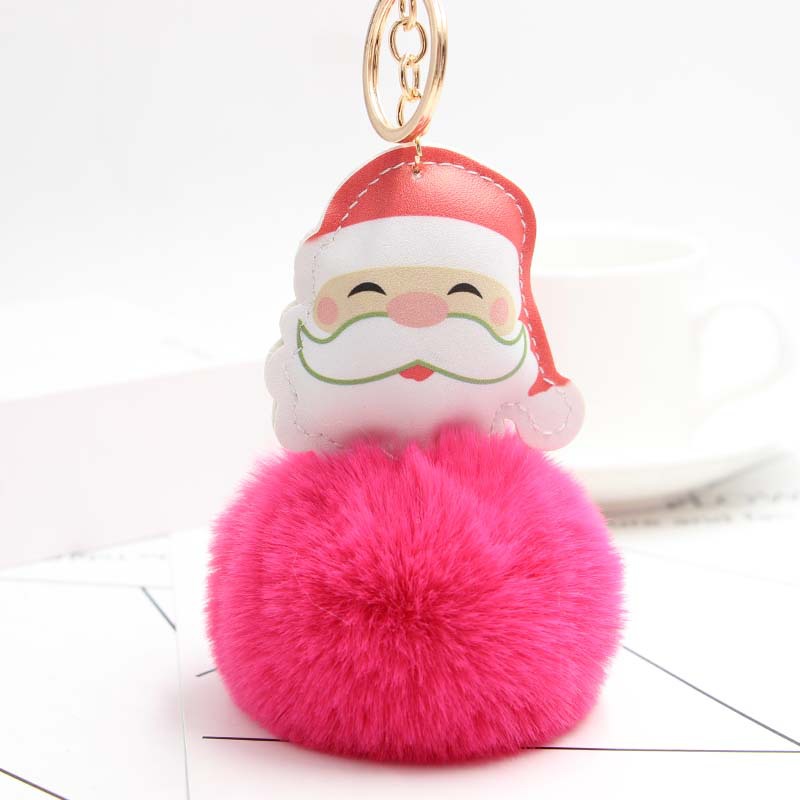 Koorol Cartoon Santa Claus Plush Pendant Santa Claus Fur Ball Keychain Cellphone Car Bag Ornaments