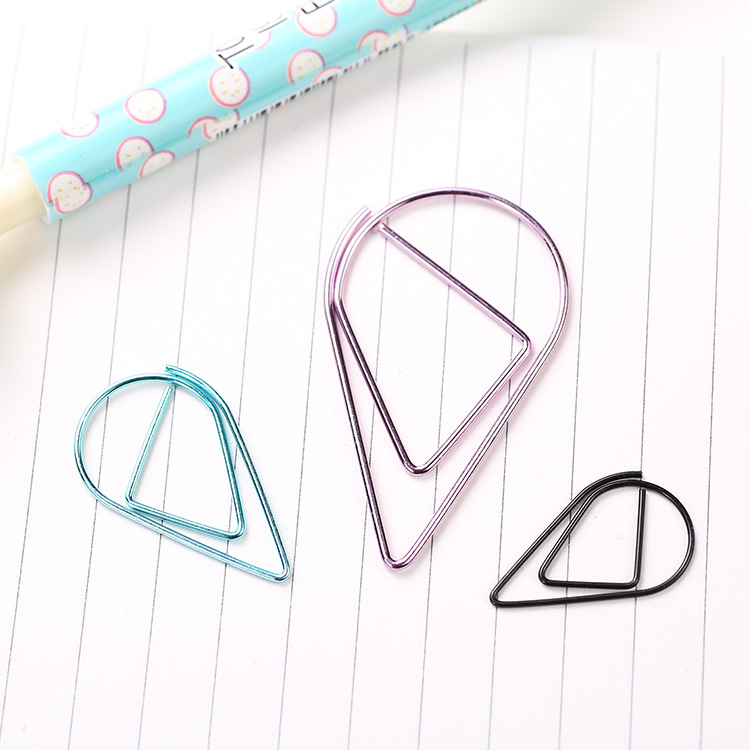 Wholesale Trumpet Simplicity Plated Metal Bookmark Creative Water Drop Clip Student Paper Clip Notebook Stationery 6 Colors