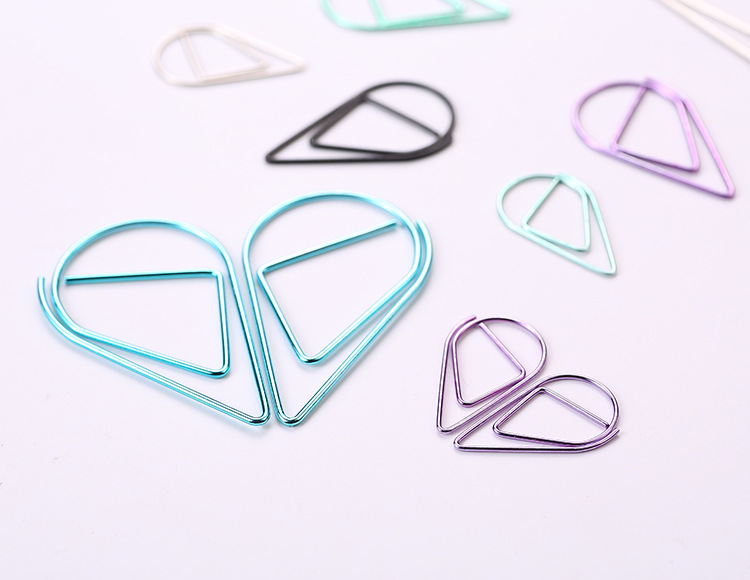 Wholesale Trumpet Simplicity Plated Metal Bookmark Creative Water Drop Clip Student Paper Clip Notebook Stationery 6 Colors