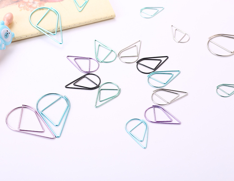 Wholesale Trumpet Simplicity Plated Metal Bookmark Creative Water Drop Clip Student Paper Clip Notebook Stationery 6 Colors