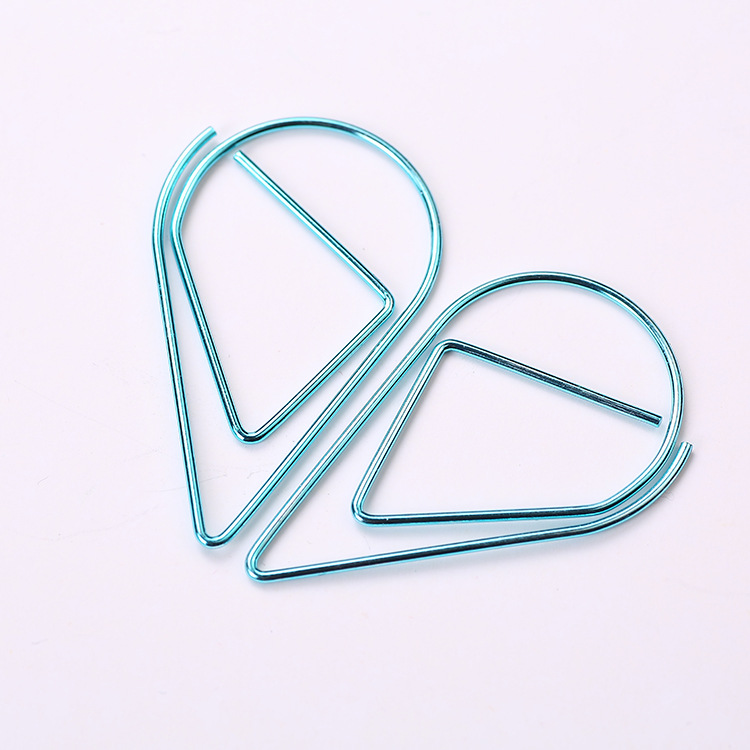 Wholesale Trumpet Simplicity Plated Metal Bookmark Creative Water Drop Clip Student Paper Clip Notebook Stationery 6 Colors