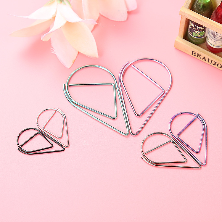 Wholesale Trumpet Simplicity Plated Metal Bookmark Creative Water Drop Clip Student Paper Clip Notebook Stationery 6 Colors