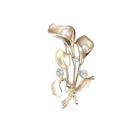 The Korean version of The popular fashion beauty trumpet set diamond and pearl brooch silk scarf button accessories clothing accessories