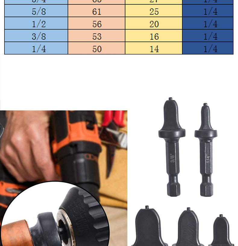 Hexagonal Handle Reamer Air Conditioner Copper Tube Trumpet Electric Pipe Expander Set Electric Hand Drill Rotary Tool Casing Roller