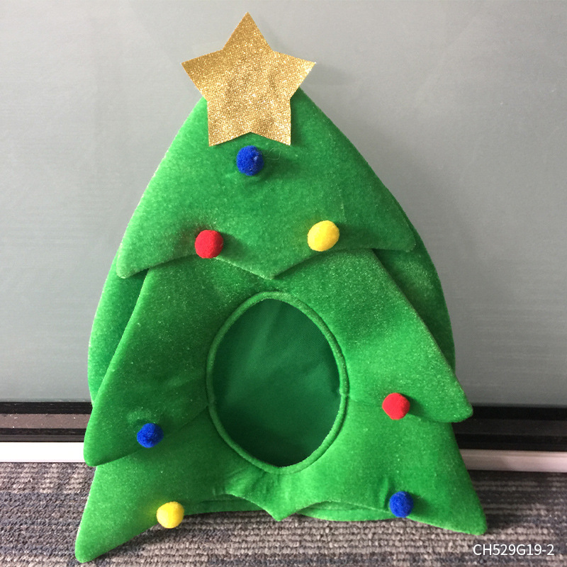 Carnival Hat Christmas Tree Shape Face-Revealing Hat Holiday Party Stage Camouflage Christmas Tree Hat