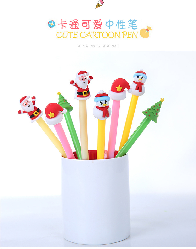 Creative Cute Cartoon Soft Glue Santa Claus Shape Gel Pen Office Learning Christmas Tree Signature Pen