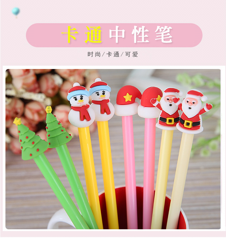 Creative Cute Cartoon Soft Glue Santa Claus Shape Gel Pen Office Learning Christmas Tree Signature Pen