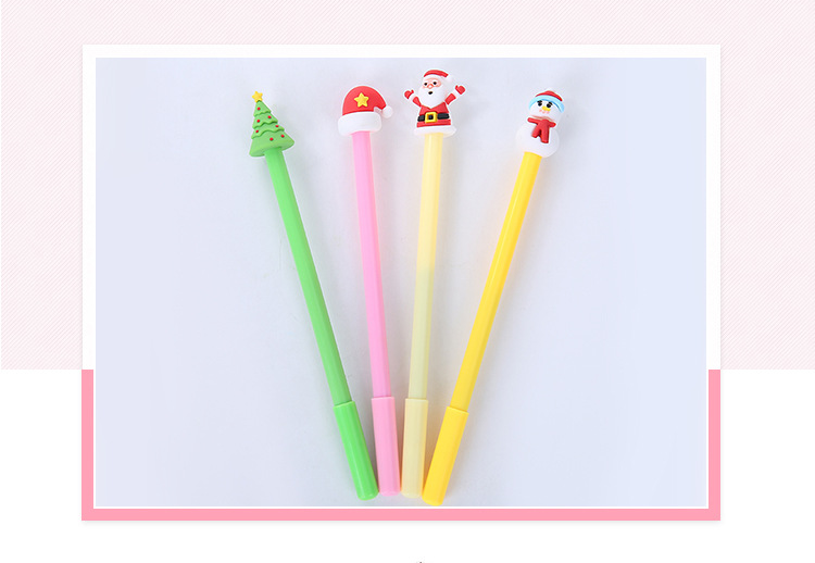 Creative Cute Cartoon Soft Glue Santa Claus Shape Gel Pen Office Learning Christmas Tree Signature Pen