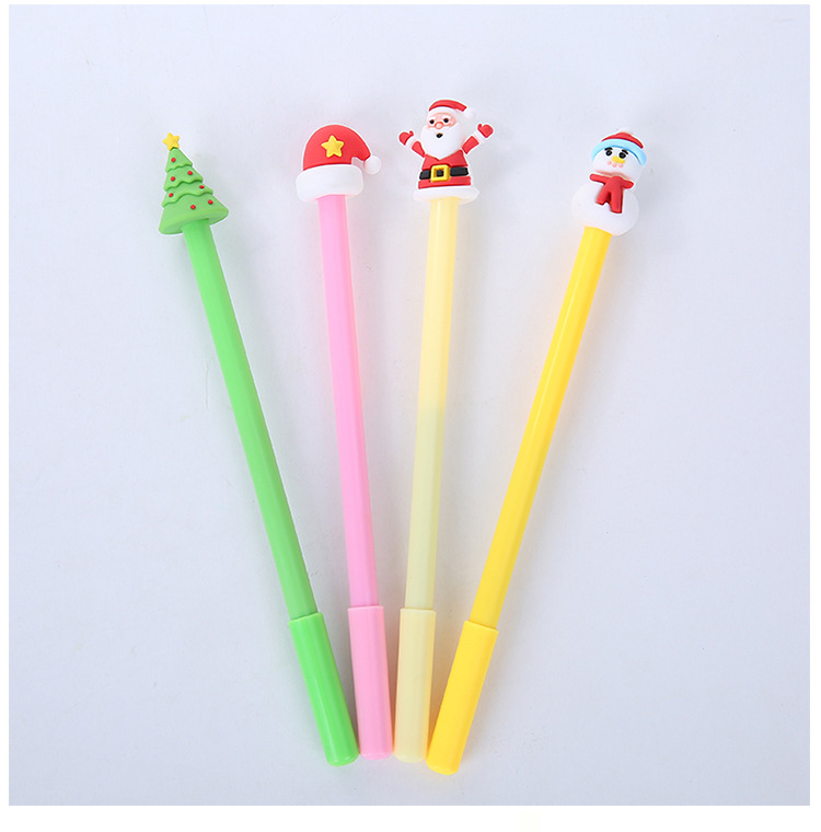 Creative Cute Cartoon Soft Glue Santa Claus Shape Gel Pen Office Learning Christmas Tree Signature Pen