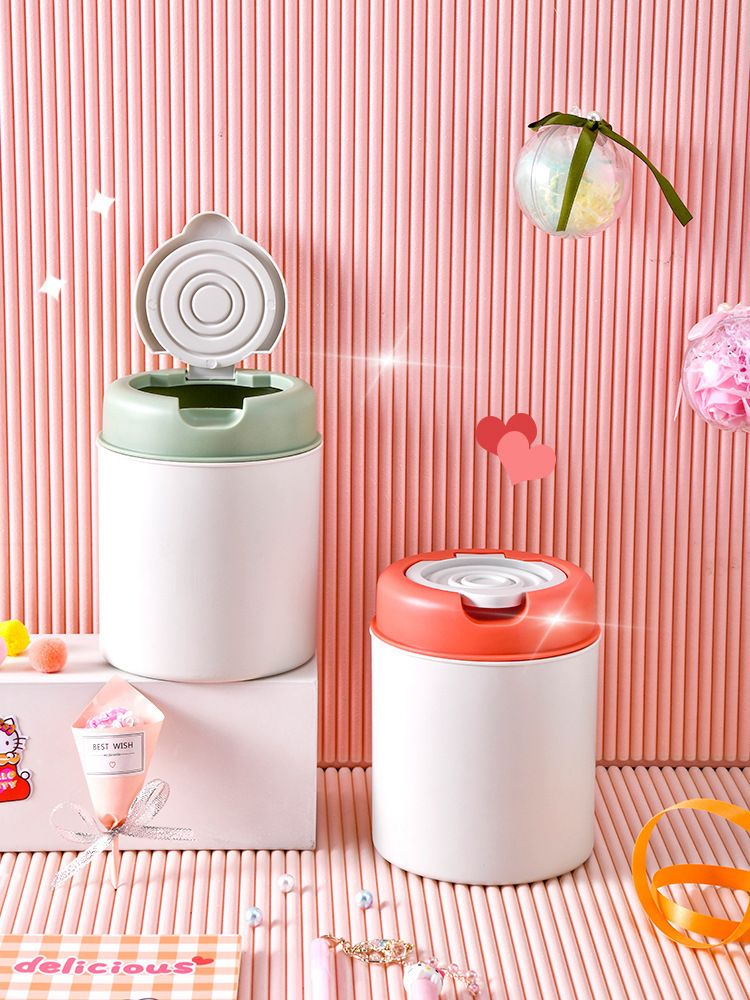 Desktop Trash Bin Home Living Room Plastic Trumpet Covered Mini Table with Creative with Cover Pull Table Trash Can