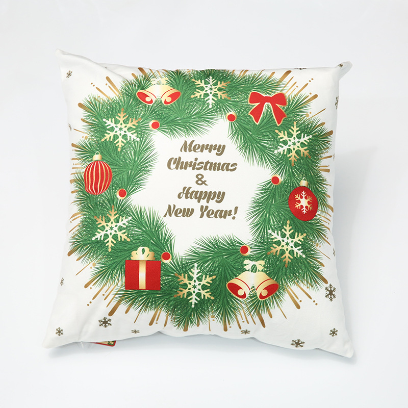 2022 New Amazon Merry Bedside Cushion Printed Santa Claus Pillow Decorative Pillow Pillow Cover