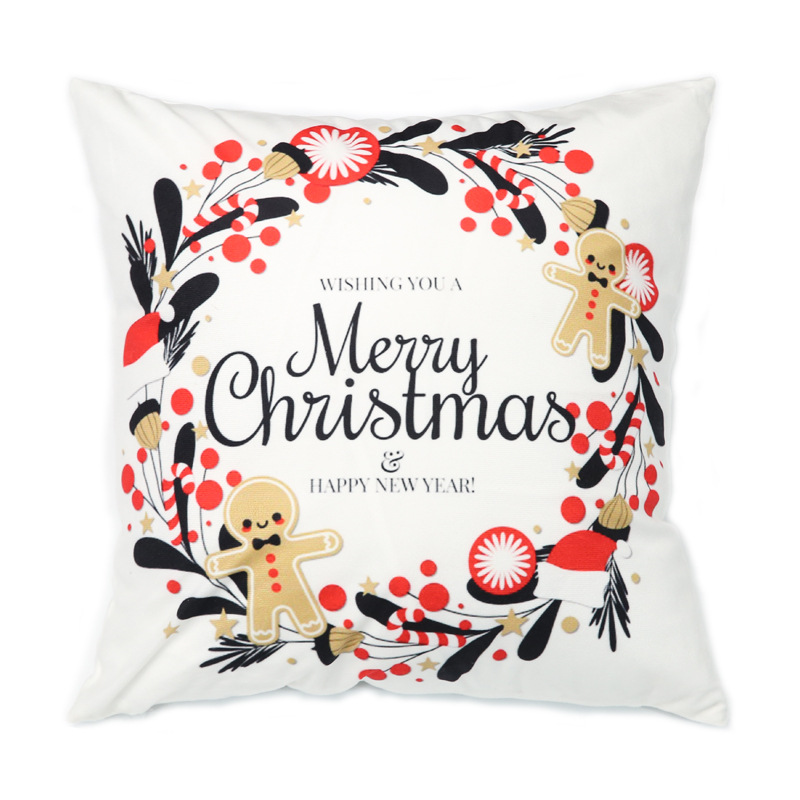 2022 New Amazon Merry Bedside Cushion Printed Santa Claus Pillow Decorative Pillow Pillow Cover