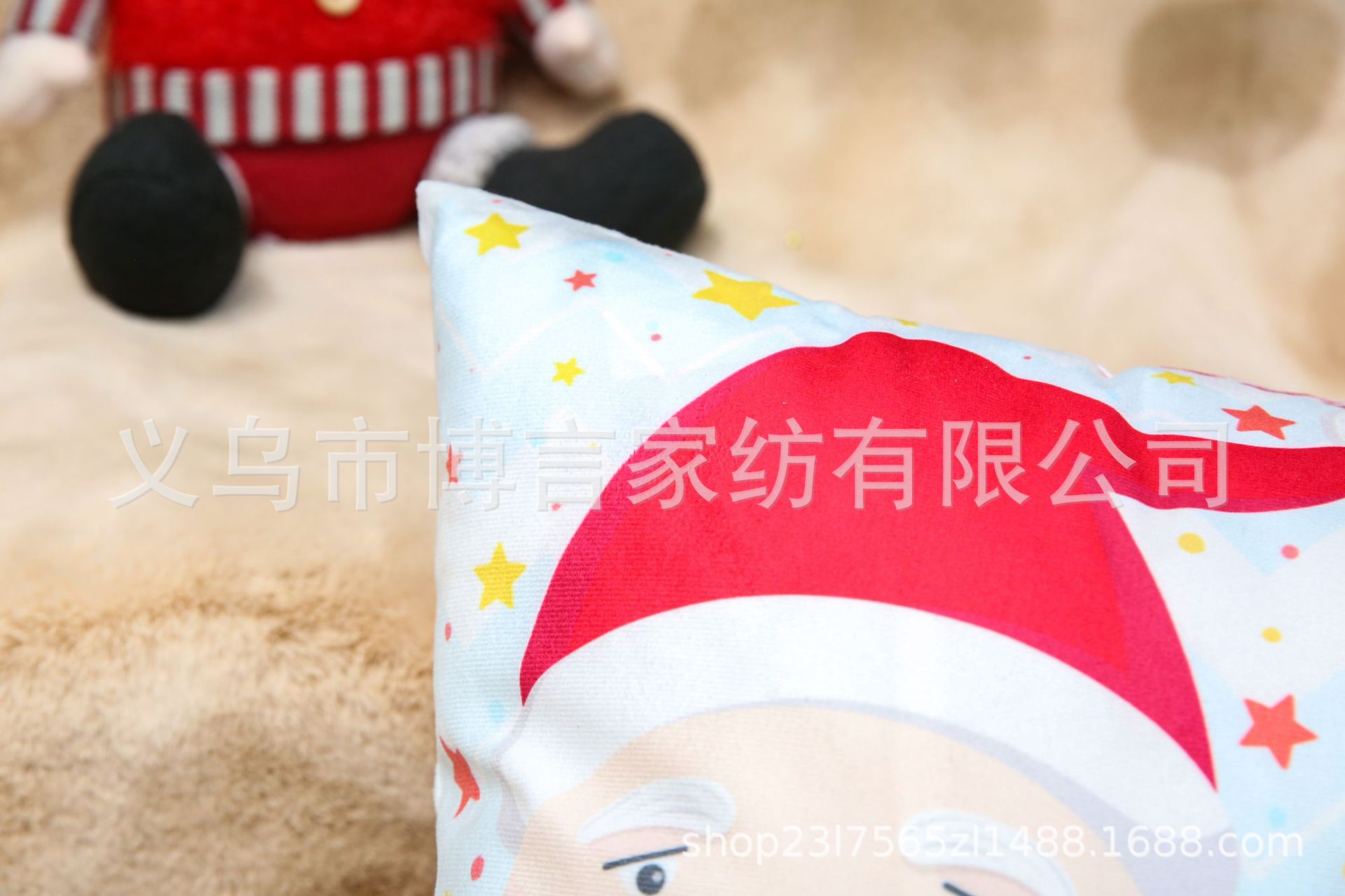 2022 New Amazon Merry Bedside Cushion Printed Santa Claus Pillow Decorative Pillow Pillow Cover
