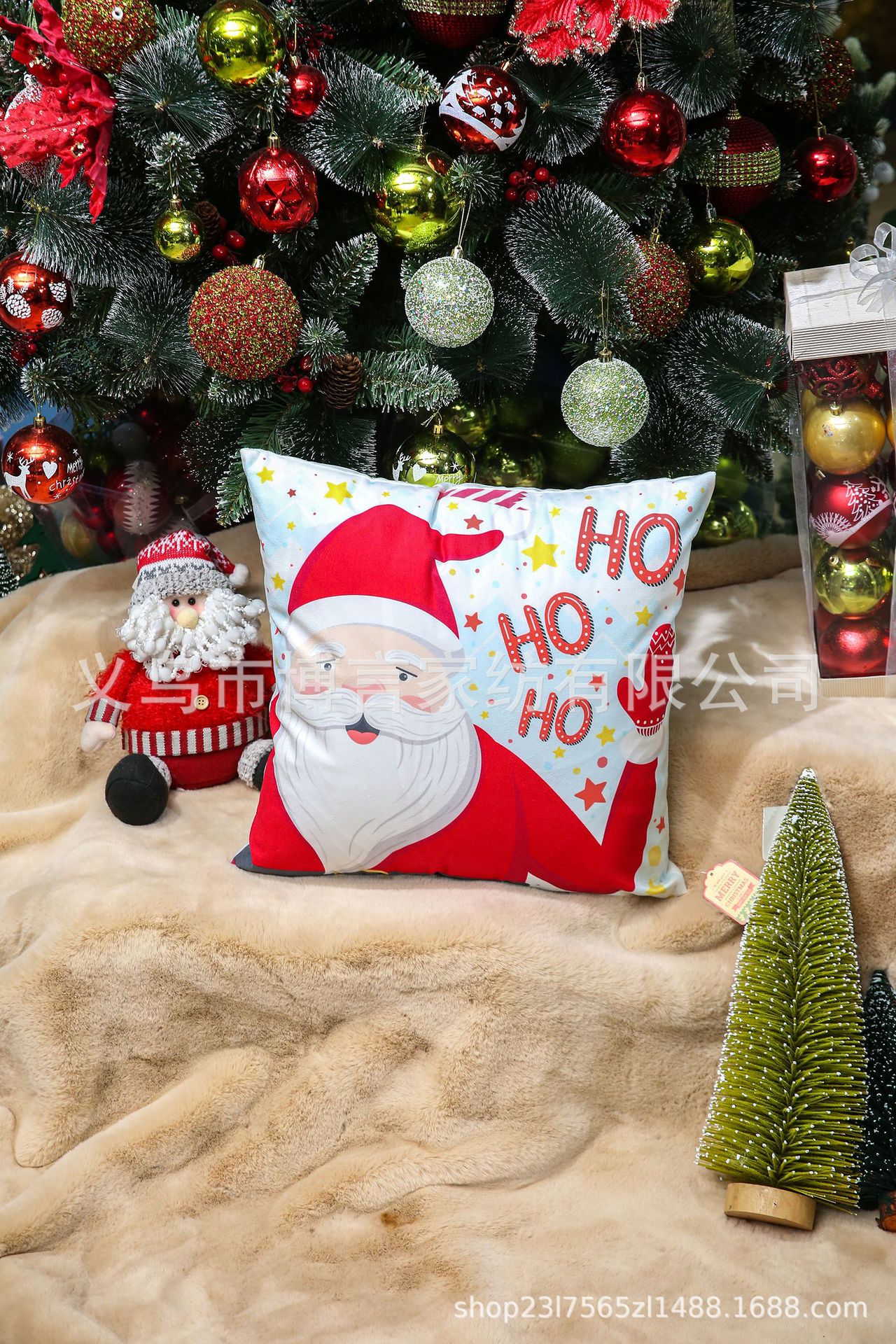 2022 New Amazon Merry Bedside Cushion Printed Santa Claus Pillow Decorative Pillow Pillow Cover