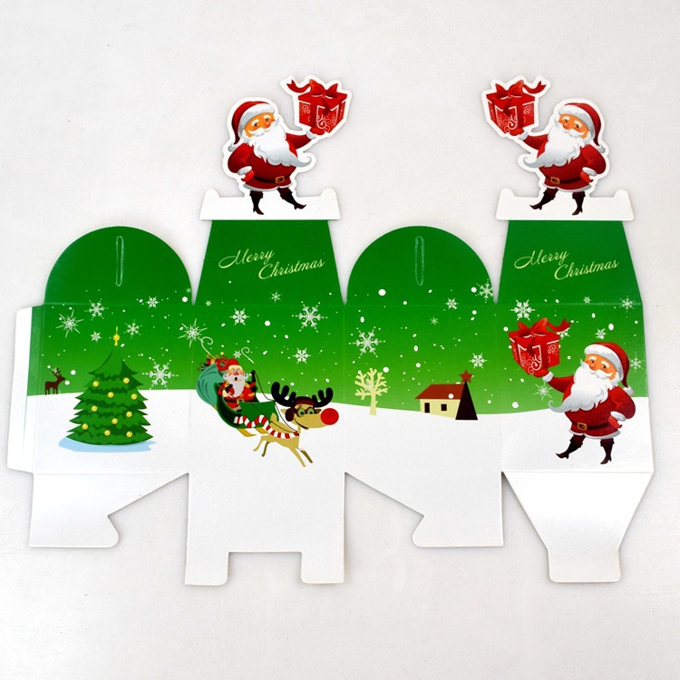 Manufacturers custom cartoon Santa Claus gift wrapping carton color printed folding gift wrapping carton